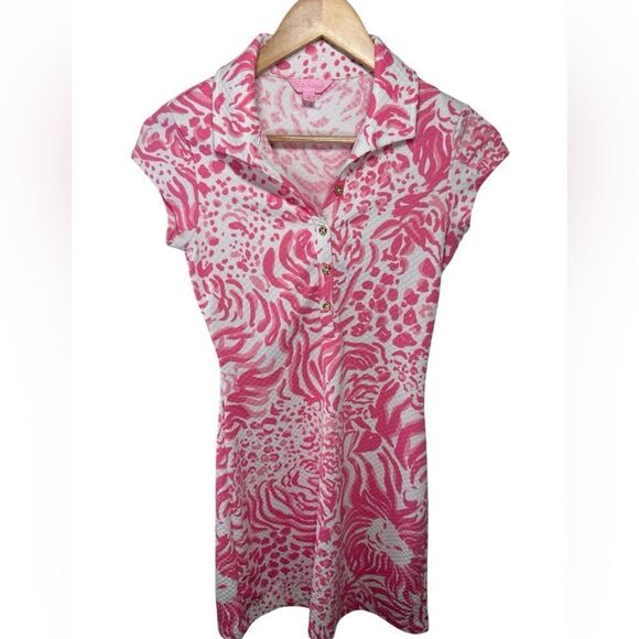 Lilly Pulitzer Rayna Get Spotted Pink Lion Pink Cut Out Back Dress Size XS - Picture 3 of 11